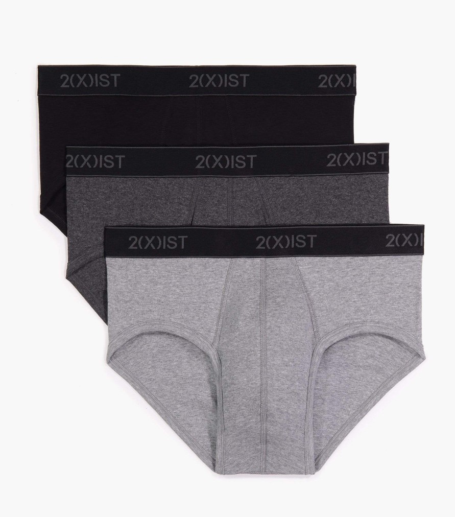 Unterwasche 2(X)IST | Essential Cotton Contour Pouch Slip Im 3Er-Pack Schwarz/Grau Hthr/Charcoal Hthr