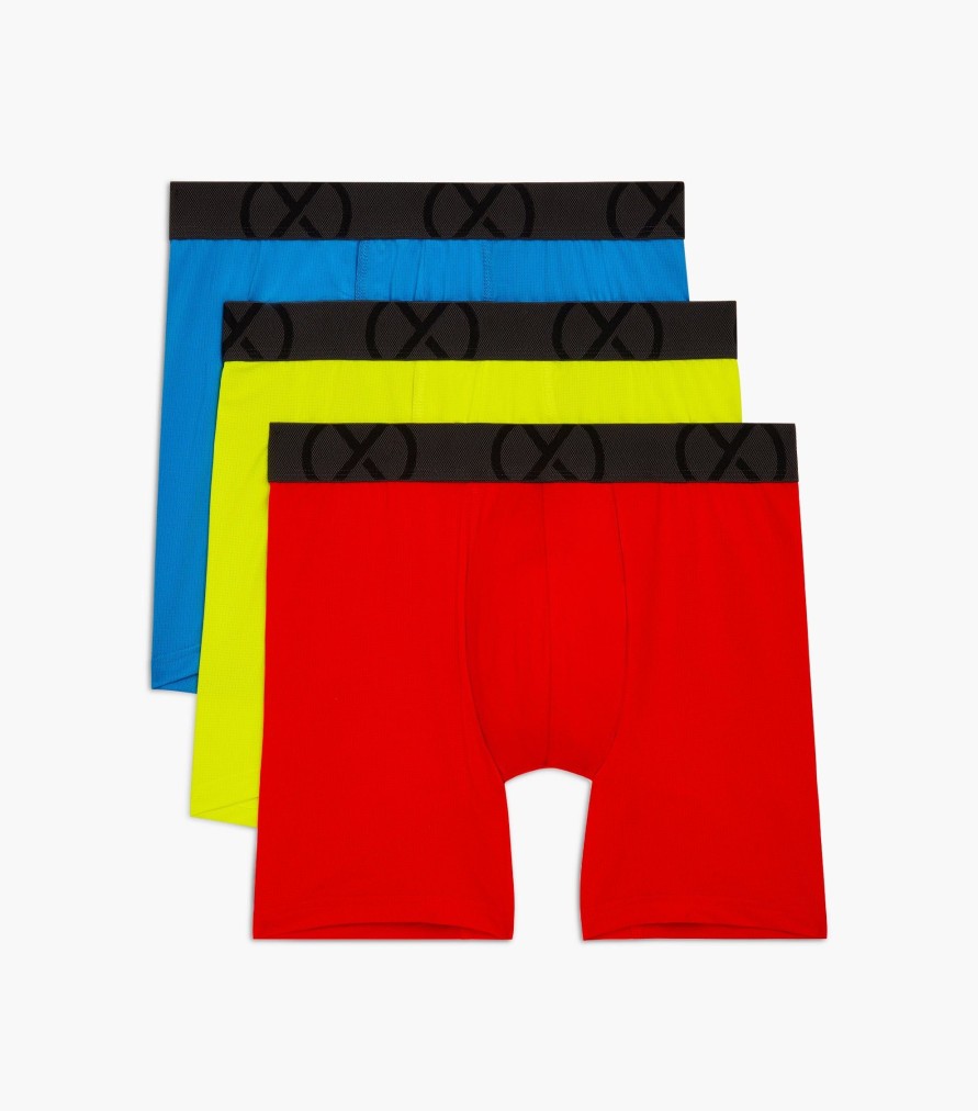 Unterwasche 2(X)IST | (X) Sport-Mesh | 6" Boxershorts Im 3Er-Pack Feuerrot/Elektrischer Blau/Sicherheitsgelb