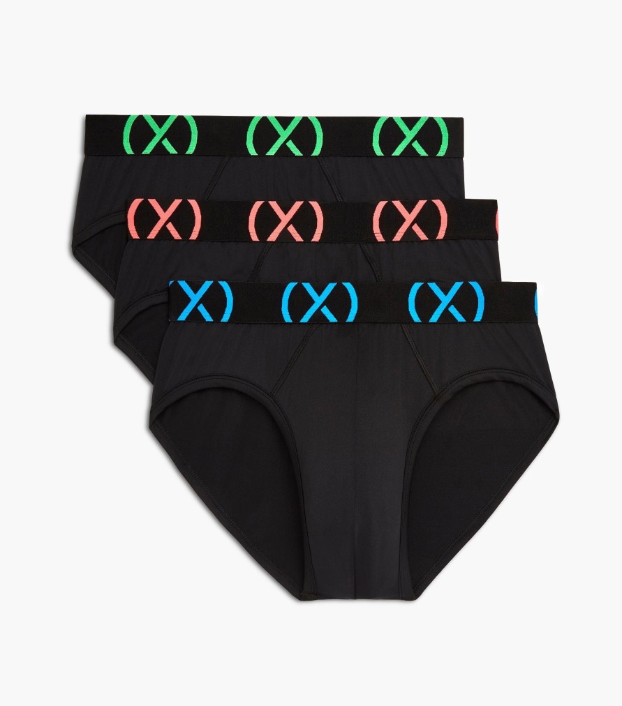 Unterwasche 2(X)IST | (X) Sport | No-Show-Slip Im 3Er-Pack Stuck Schwarz Mit Elektrischem Blau/Diva-Rosa/Elektrischer Grun