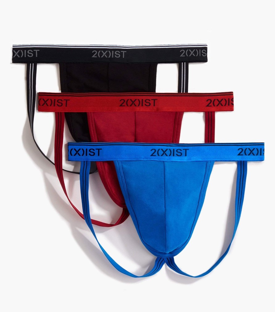 Unterwasche 2(X)IST | Baumwoll-Stretch-Jockstraps Im 3Er-Pack Scotts Rot/Skydiver/Schwarz