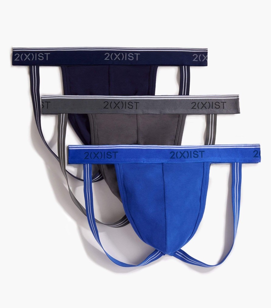 Unterwasche 2(X)IST | Baumwoll-Stretch-Jockstraps Im 3Er-Pack Eclipse/Blei/Blendendes Blau