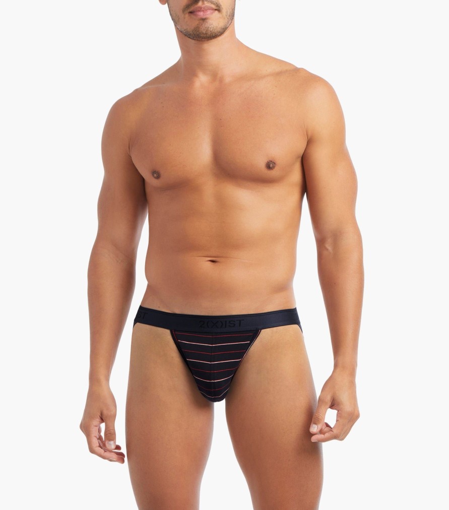 Unterwasche 2(X)IST | Baumwoll-Stretch-Jockstraps 3+1 Bonuspaket Aquarellfliesen/Navy-Blazer/Bittersus/Yd-Streifen