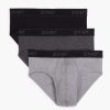 Unterwasche 2(X)IST | Essential Cotton No-Show-Slip Im 3Er-Pack Schwarz/Grau Hthr/Charcoal Hthr