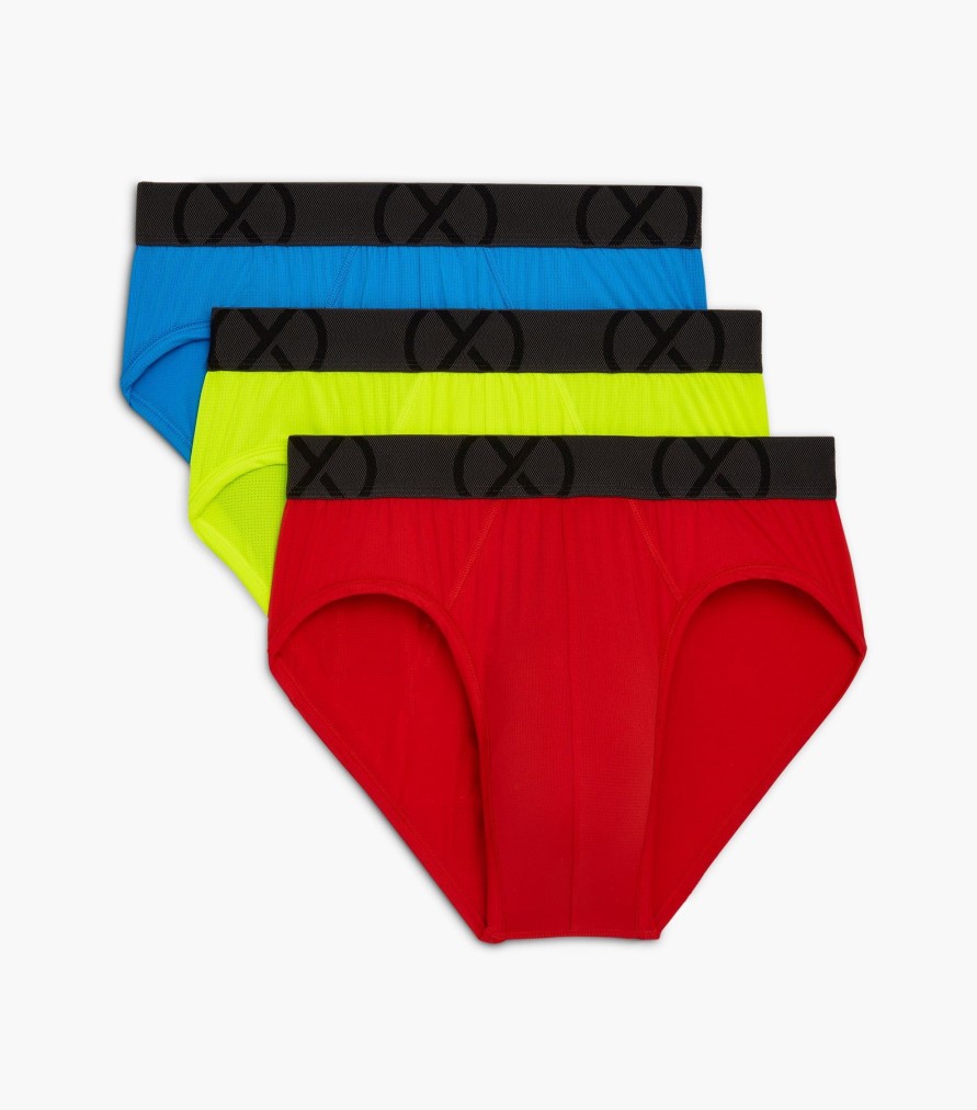 Unterwasche 2(X)IST | (X) Sport-Mesh | No-Show-Slip Im 3Er-Pack Feuerrot/Elektrischer Blau/Sicherheitsgelb