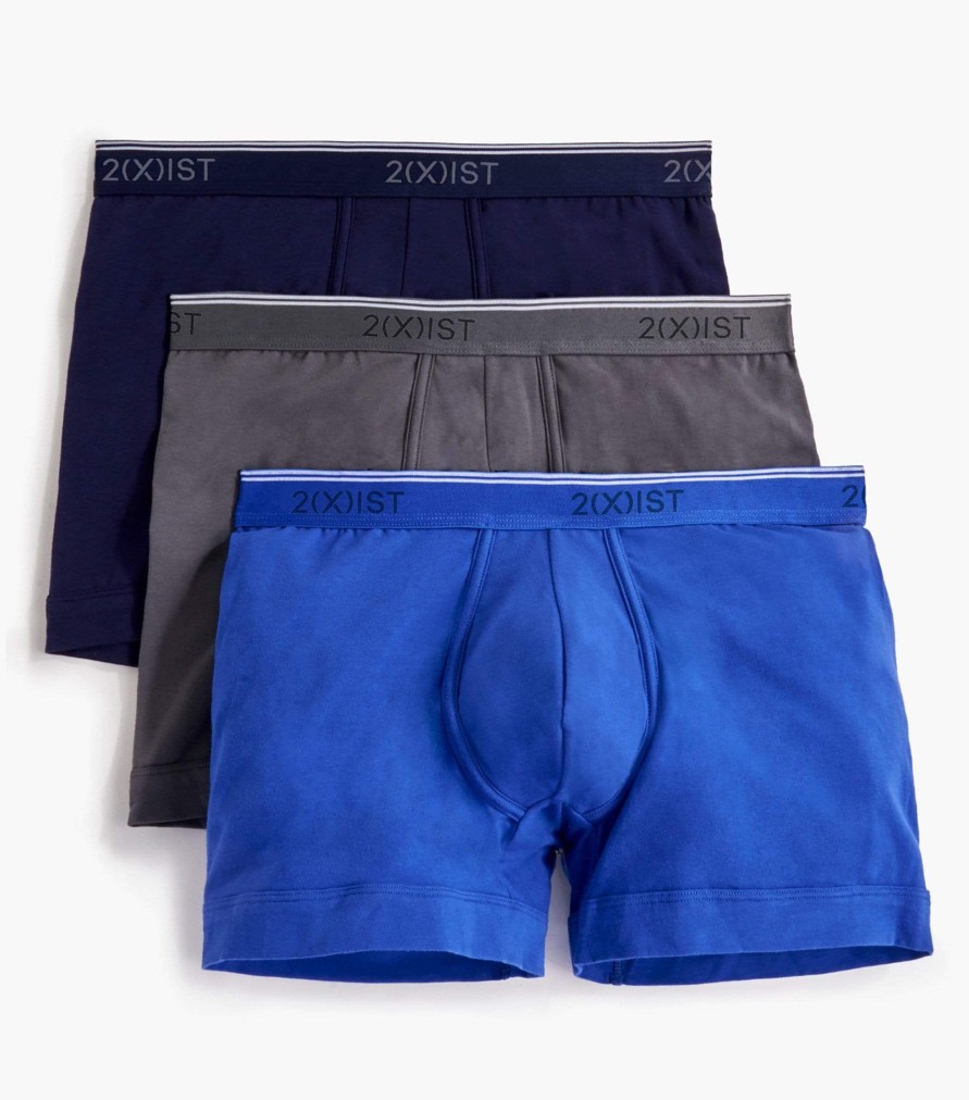 Unterwasche 2(X)IST | Baumwoll-Stretch-Boxershorts Im 3Er-Pack Eclipse/Blei/Blendendes Blau