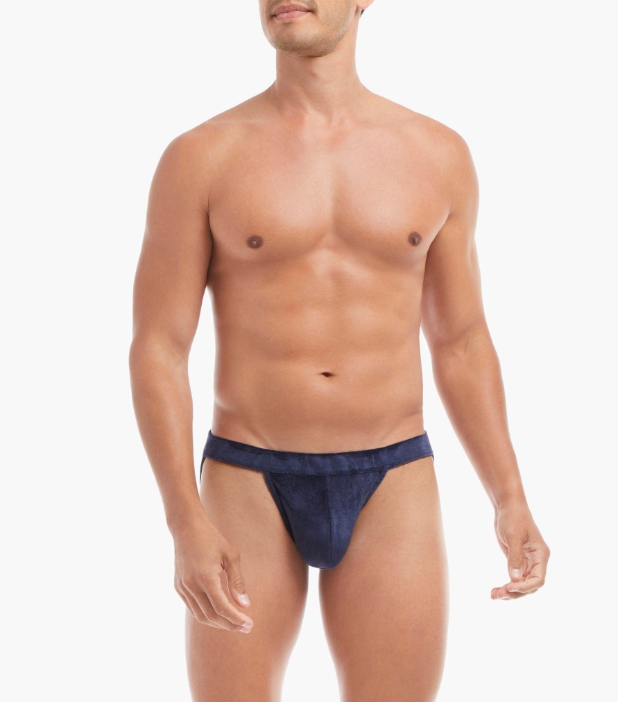 Unterwasche 2(X)IST | Velours | Sliq Jock Strap Verzerrter Zebra-Navy-Blazer