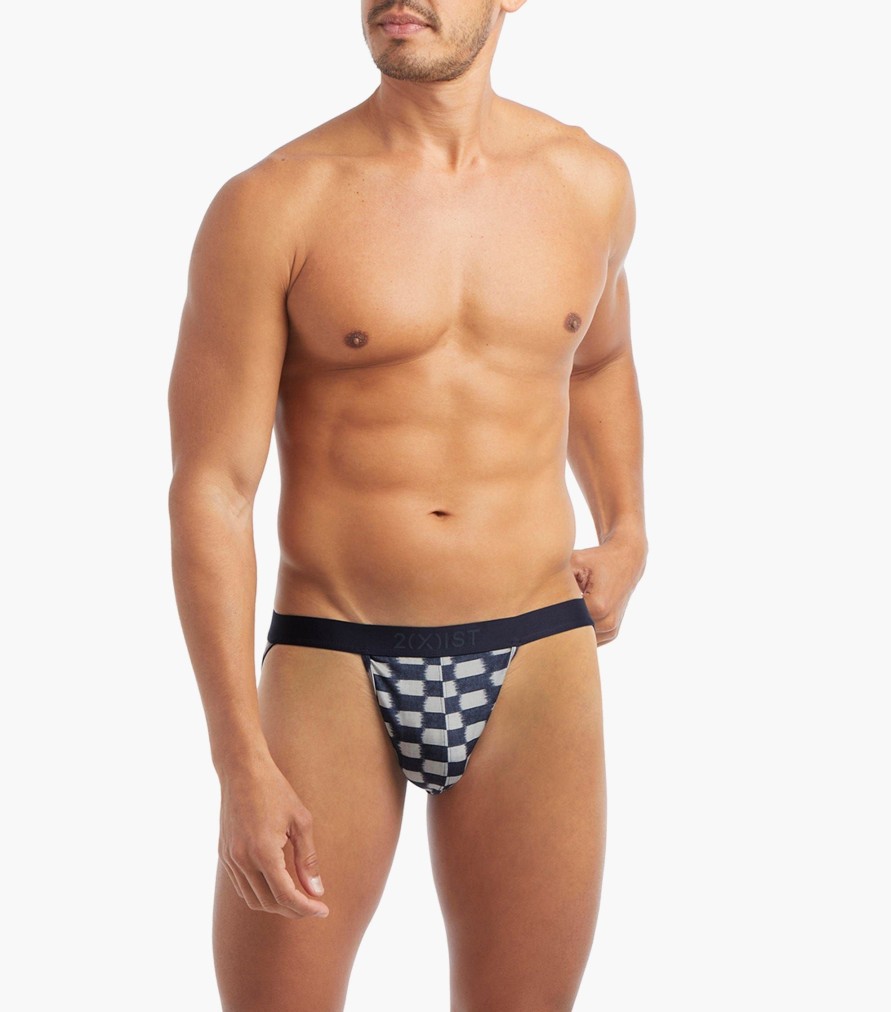 Unterwasche 2(X)IST | Sliq Jock Strap Indigo-Jacquard