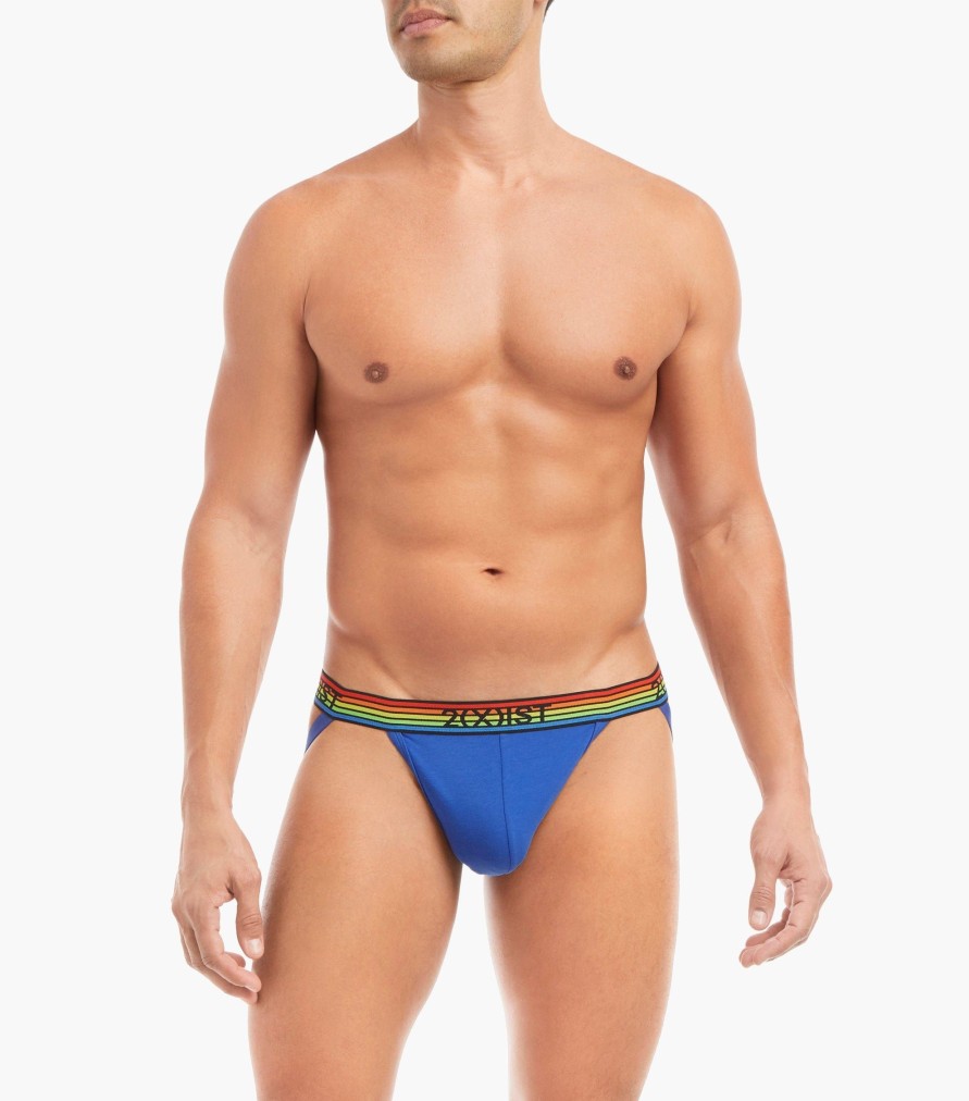 Unterwasche 2(X)IST | Baumwoll-Stretch-Jockstraps Im 5Er-Pack | Stolz Carminerose/Sulphurspring/Mint/Bluetopaz/Dazzblue