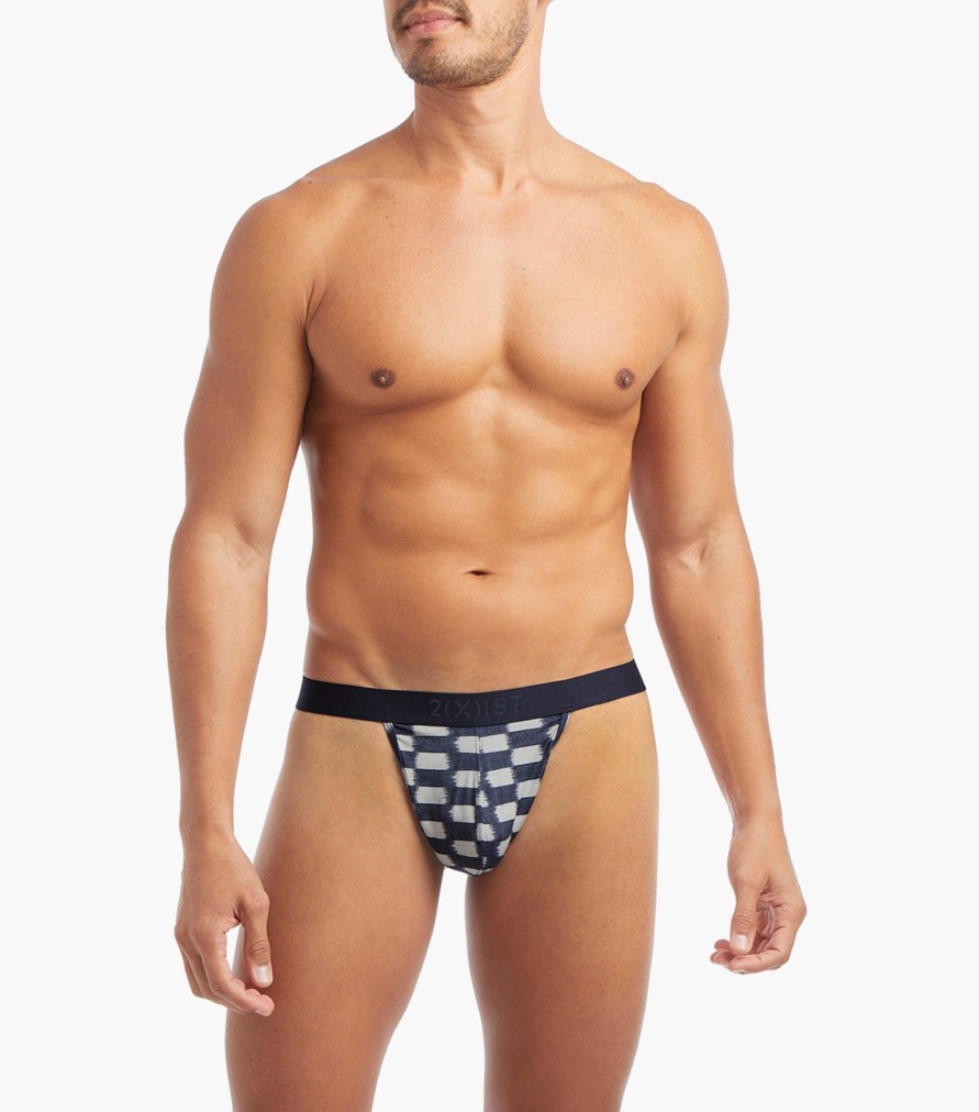 Unterwasche 2(X)IST | Sliq Micro Y-Back Tanga Indigo-Jacquard