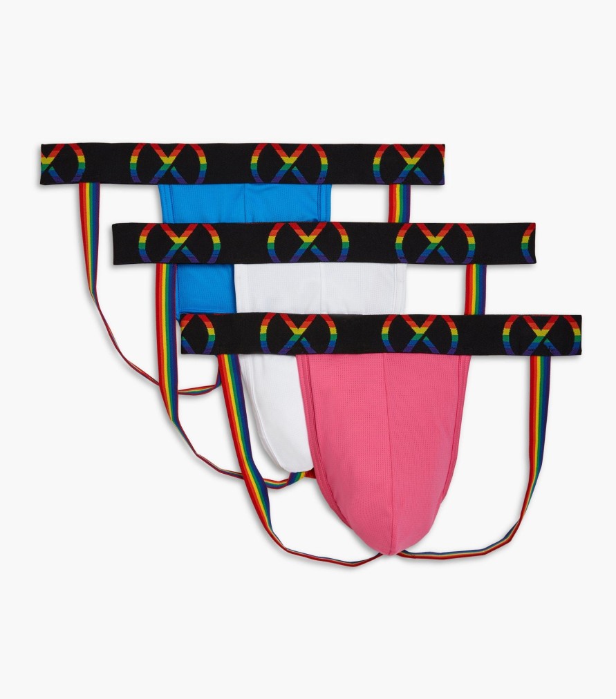 Unterwasche 2(X)IST | (X) Sport Mesh Pride | Jock Strap 3Er-Pack Elektrisch Blau/Weiss/Rosa