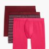 Unterwasche 2(X)IST | Baumwollstretch 6" Boxershorts Im 3Er-Pack Cordovan/ Streifen/Fuchsia-Lila