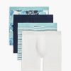 Unterwasche 2(X)IST | Baumwollstretch 6" Boxershorts 3+1 Bonus Pack Fruhling Hibis/Kleid Blau/Mult Streifen/Blanc De Blanc