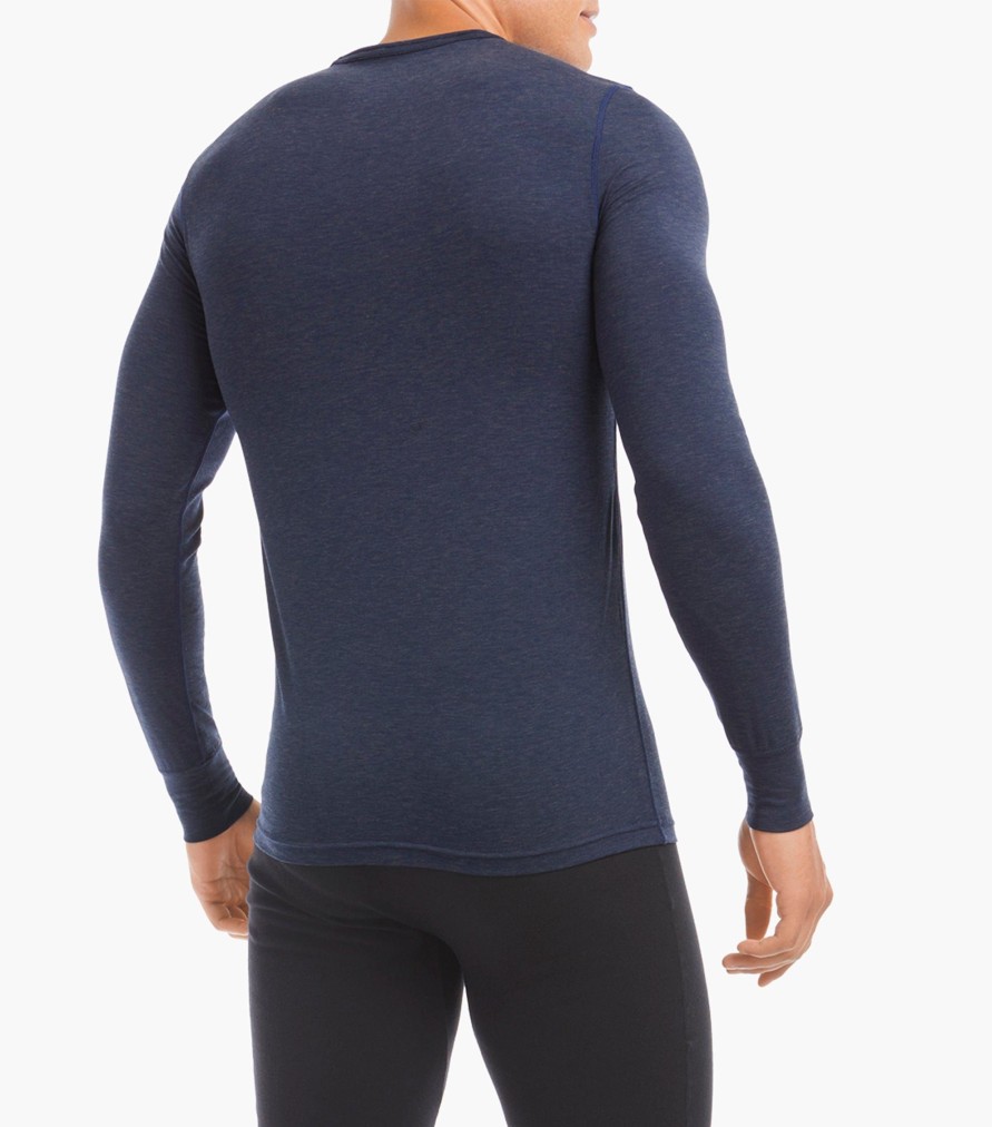 Unterwasche 2(X)IST | Warm Gestrickter Merino-Langarm-Henley Marineblauer Blazer