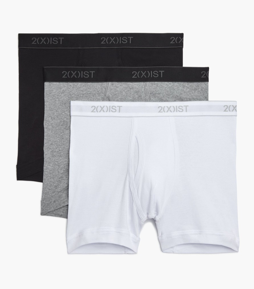 Unterwasche 2(X)IST | Essential Baumwoll-Boxershorts Im 3Er-Pack Wht/Blk/Hgy