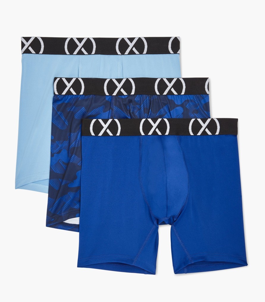 Unterwasche 2(X)IST | (X) Sport | 6" Boxershorts Im 3Er-Pack Alaskanblau/Surftheweb/Crosshatchcamo