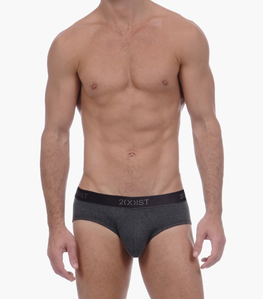 Unterwasche 2(X)IST | Essential Cotton No-Show-Slip Im 3Er-Pack Schwarz/Charcoal Hthr/Rot