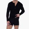 T-Shirts Und Tanktops 2(X)IST | Langarm-Henley Aus Essential-Baumwolle Schwarz