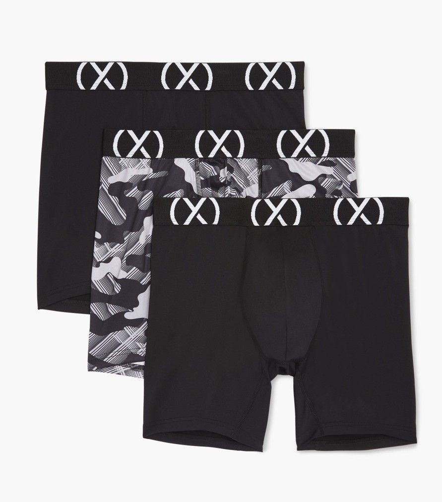 Unterwasche 2(X)IST | (X) Sport | 6" Boxershorts Im 3Er-Pack 2 Schwarz/Crosshatchcamo Schwarz