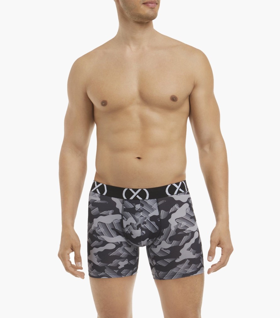 Unterwasche 2(X)IST | (X) Sport | 6" Boxershorts Im 3Er-Pack 2 Schwarz/Crosshatchcamo Schwarz