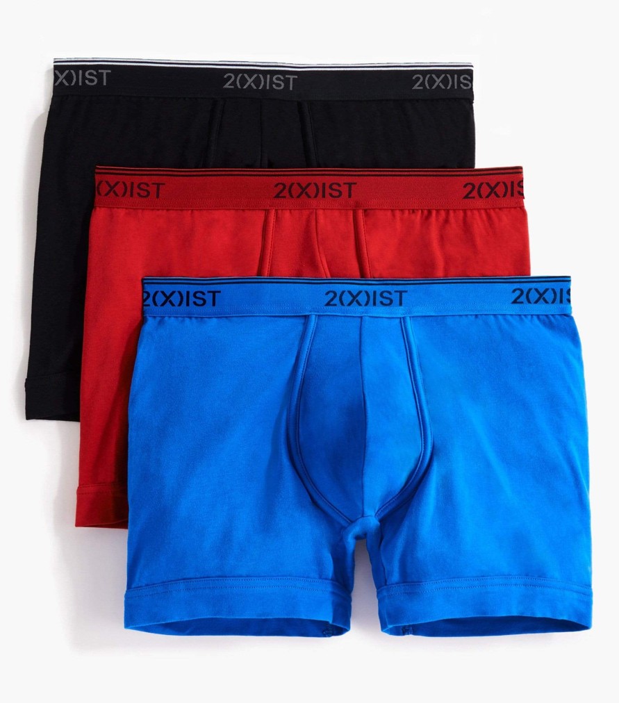 Unterwasche 2(X)IST | Baumwoll-Stretch-Boxershorts Im 3Er-Pack Scotts Rot/Skydiver/Schwarz