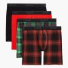 Unterwasche 2(X)IST | Baumwollstretch 6" Boxershorts 3+1 Bonus Pack Gefahrdet/Tartan-Karier/Schwarz/Rotkariert