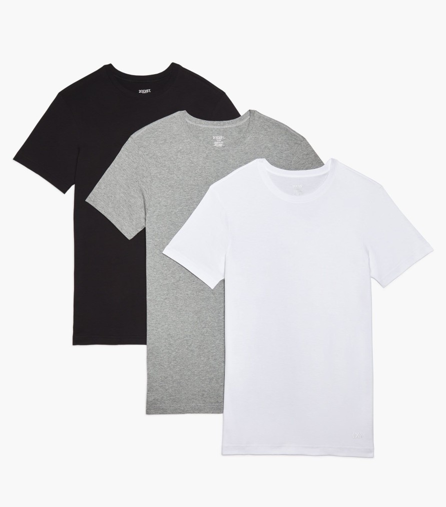 T-Shirts Und Tanktops 2(X)IST | Essential Baumwoll-T-Shirts Mit Rundhalsausschnitt Im 3Er-Pack Wht/Blk/Hgy