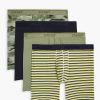 Unterwasche 2(X)IST | Baumwollstretch 6" Boxershorts 3+1 Bonus Pack Trubliches Camo/Navy-Blazer/Mattes Grun/Streifen