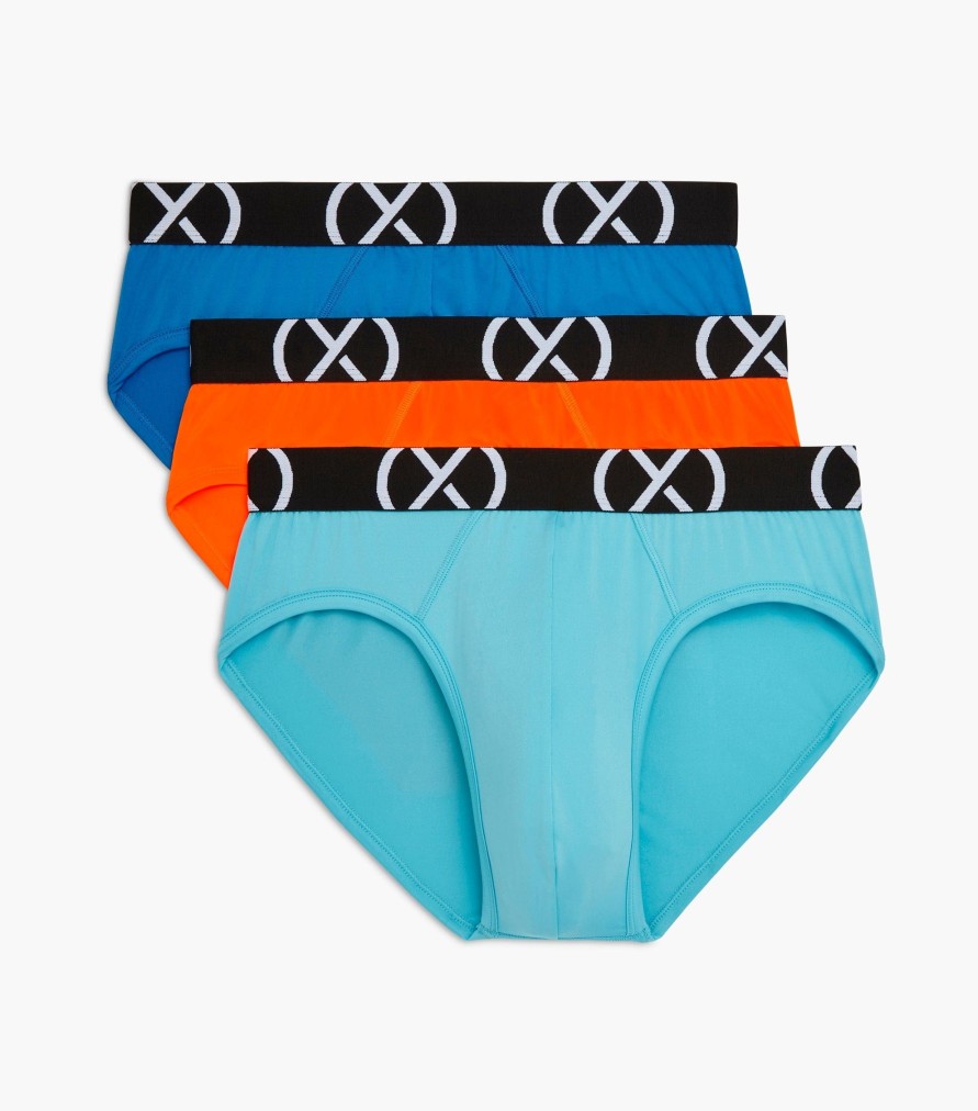 Unterwasche 2(X)IST | (X) Sport | No-Show-Slip Im 3Er-Pack Elektrischer Blau/Schockierender Orange/Blauer Fisch