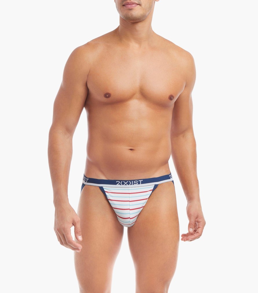 Unterwasche 2(X)IST | Baumwoll-Stretch-Jockstraps 3+1 Bonuspaket Bluetopaz/Starprint/Rasberrywine/Americanapop