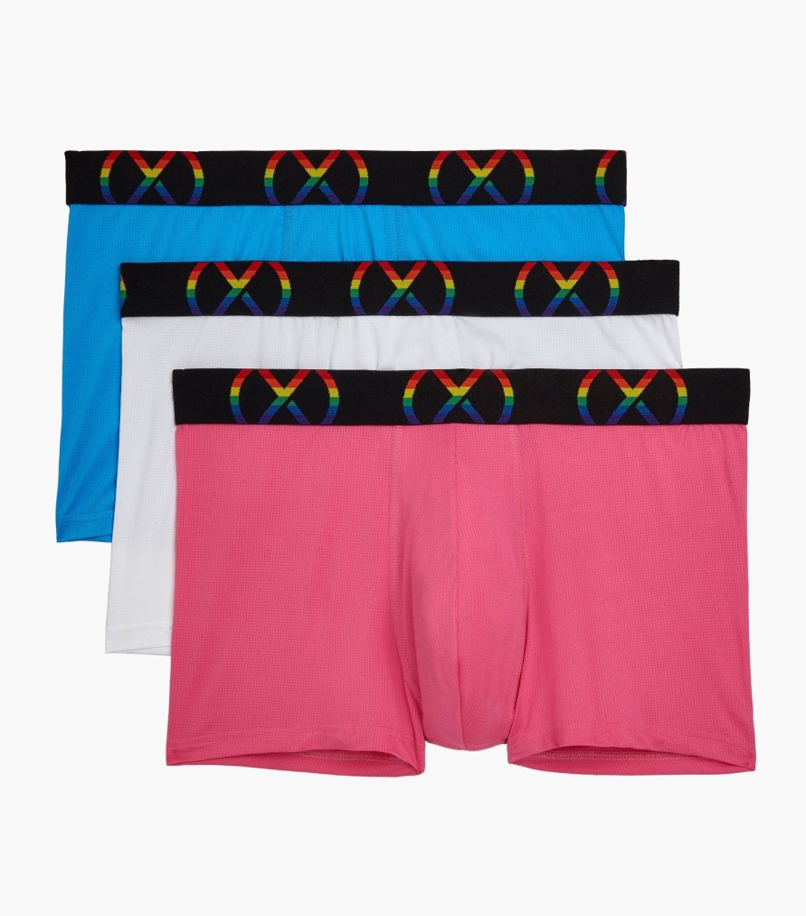 Unterwasche 2(X)IST | (X) Sport Mesh Pride | No-Show-Trunk Im 3Er-Pack Elektrisch Blau/Weiss/Rosa