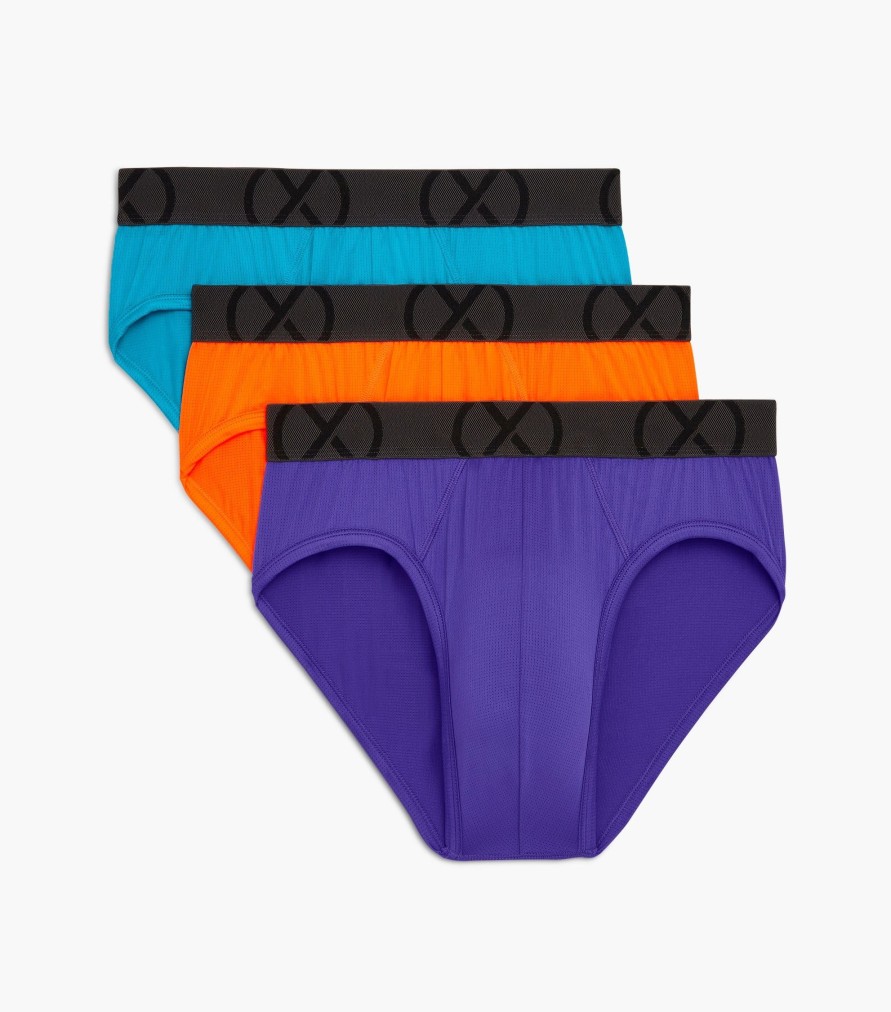 Unterwasche 2(X)IST | (X) Sport-Mesh | No-Show-Slip Im 3Er-Pack Performance Lila/Schockierendes Orange/Atomic Blau