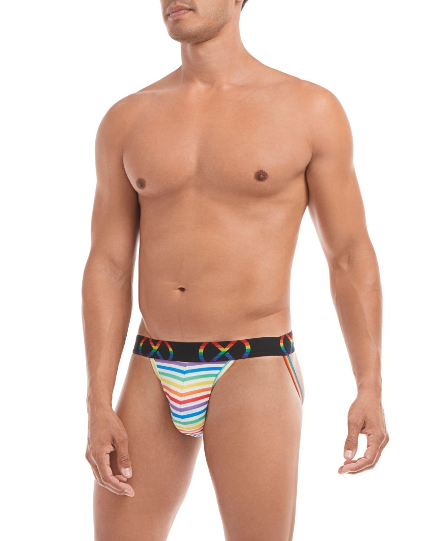 Unterwasche 2(X)IST | (X) Sport Mesh Pride | Jock Strap 3Er-Pack Uni-Marine/Elektrischer Blau/Regenbogenstreifen